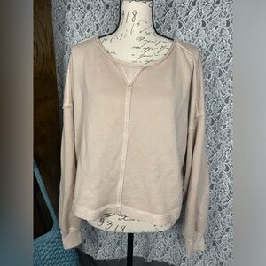 Aerie beige pullover drop shoulder sweater